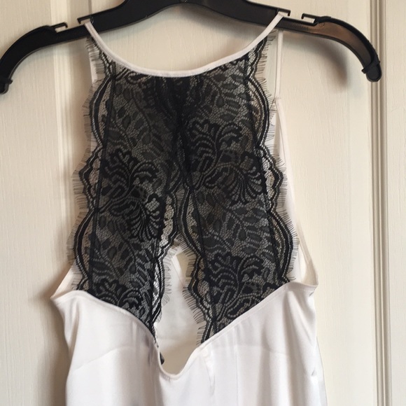NEW sheer white top with black lace - Picture 2 of 3